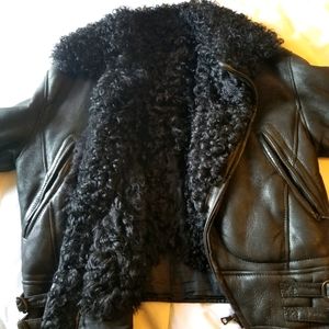 Gianfranco ferre black leather jacket/shearling